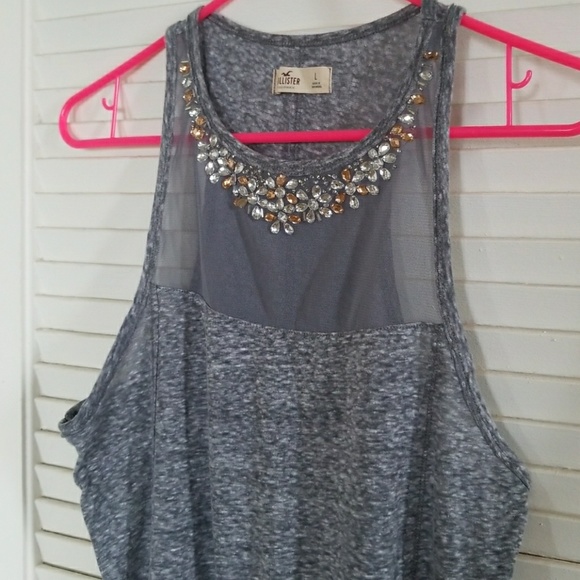 Hollister gray tank with embellishments - Picture 3 of 6